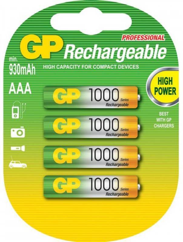 GP ReCyko+ oplaadbare AAA batterijen mAh 4 st 120100AAAHCC4 -