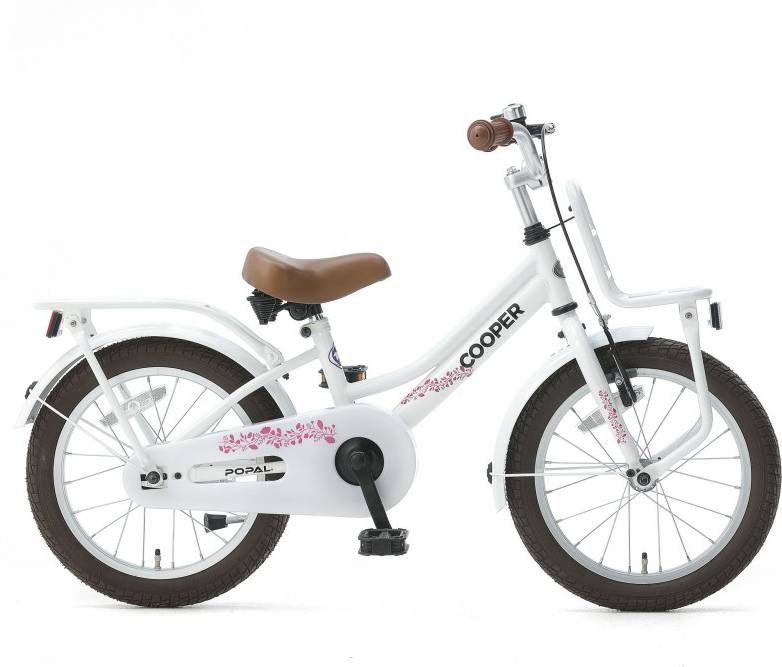 Popal Cooper 16 Inch 25 cm Meisjes Terugtraprem Wit -  Fietsonderdelen-winkel.nl