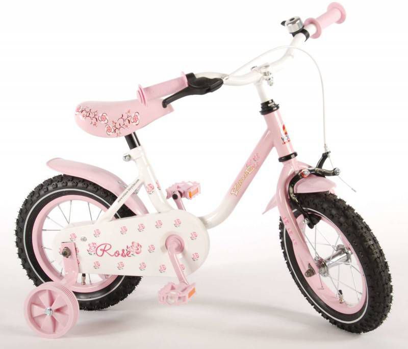 Volare Rose 12 Inch 21,5 cm Meisjes Terugtraprem Roze/Wit -  Fietsonderdelen-winkel.nl